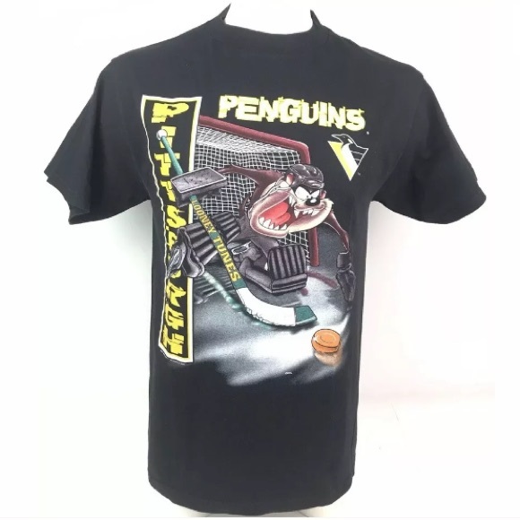 90s Pittsburgh Penguins NHL Looney Tunes T Shirt - Picture 2 of 8